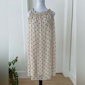 ELENA BALDI Sleeveless Silk Lined Pullover Shift Dress Cactus Neutral Made Italy